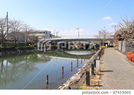 Triangular bridge (front) and Sakurabashi (back) over Shinkawa, Edogawa-ku, Tokyo 87433003