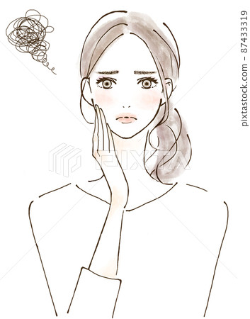 一個患有精神壓力的女人的插圖 簡單的手繪材料 87433319