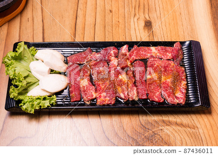 Korean traditional style fresh pork beef belly BBQ 87436011