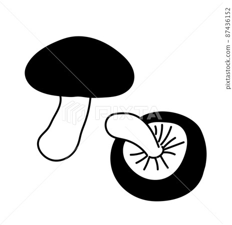 單色黑白插圖香菇 87436152
