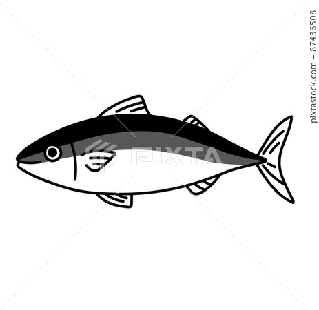 黑白魚的單色插圖 黑白魚的單色插圖 87436508