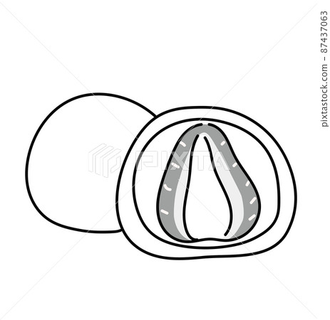 大福單色插圖黑白草莓大福 87437063