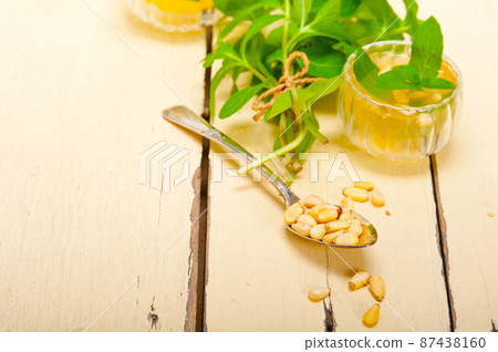 Arab traditional mint and pine nuts tea 87438160