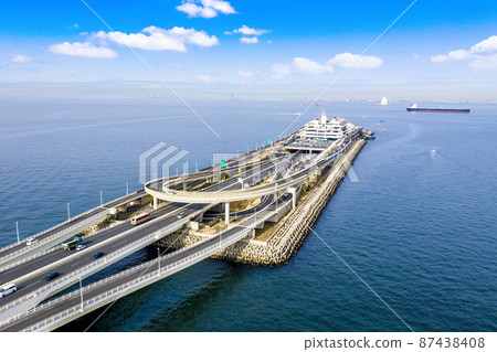 Umihotaru parking area of Tokyo Bay Aqua Line in the early morning Umihotaru parking area of Tokyo Bay Aqua Line in the early morning 87438408