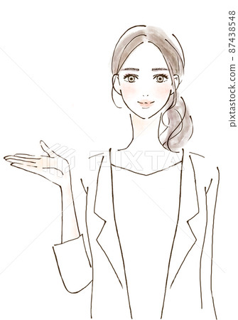 A teacher who leads to problem solving, a person illustration, a suit, a young woman in a white coat 87438548