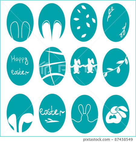 Set of easter eggs flat design on white background. 87438549