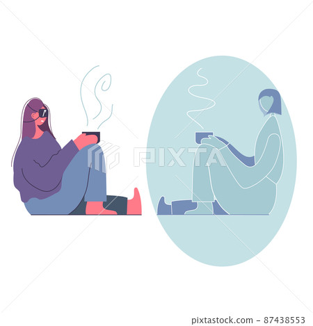 women meet in the metaverse. communication in the virtual world 87438553
