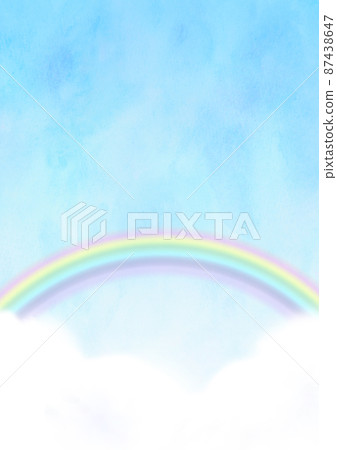 Rainbow and white clouds 87438647