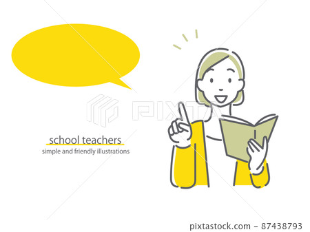 A female teacher who teaches with a textbook Simple and stylish line art illustration A female teacher who teaches with a textbook Simple and stylish line art illustration 87438793