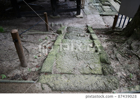 The scenery beside the approach to Kumano Shrine going down in the gray scenery 87439028