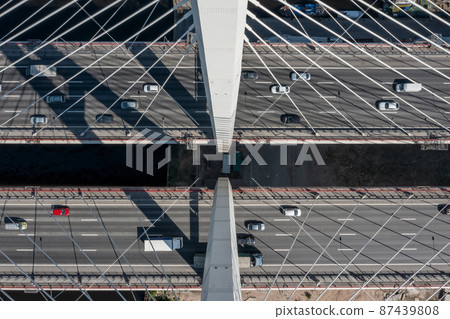 Cable-stayed bridge with cars Cable-stayed bridge with cars 87439808