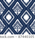 White Diamond on Indigo Blue. Geometric ethnic oriental pattern traditional Design for background,carpet,wallpaper,clothing,wrapping,Batik,fabric, vector illustration embroidery style 87440105