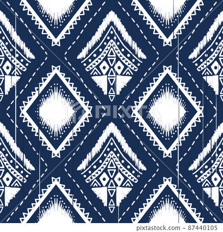 White Diamond on Indigo Blue. Geometric ethnic oriental pattern traditional Design for background,carpet,wallpaper,clothing,wrapping,Batik,fabric, vector illustration embroidery style White Diamond on Indigo Blue. Geometric ethnic oriental pattern traditional Design for background,carpet,wallpaper,clothing,wrapping,Batik,fabric, vector illustration embroidery style 87440105