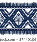 White Diamond on Indigo Blue. Geometric ethnic oriental pattern traditional Design for background,carpet,wallpaper,clothing,wrapping,Batik,fabric, vector illustration embroidery style 87440106