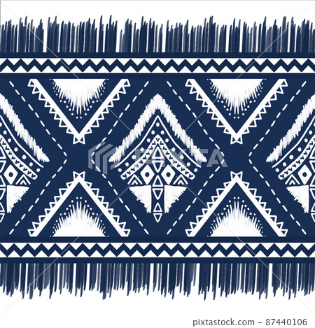 White Diamond on Indigo Blue. Geometric ethnic oriental pattern traditional Design for background,carpet,wallpaper,clothing,wrapping,Batik,fabric, vector illustration embroidery style 87440106