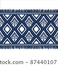 White Diamond on Indigo Blue. Geometric ethnic oriental pattern traditional Design for background,carpet,wallpaper,clothing,wrapping,Batik,fabric, vector illustration embroidery style 87440107