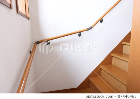 Wooden house stairs and railings 87440465
