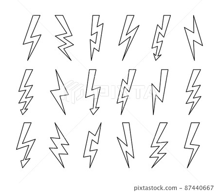 line icon. Storm lightning and fast charge outline . Vector lightning impact logo set electric icon lightning line icon. Storm lightning and fast charge outline . Vector lightning impact logo set electric icon lightning 87440667