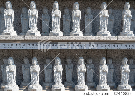 Buddhist sculptures at Bongeunsa Buddhist Temple in Gangnam in Seoul South Korea 87440835