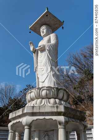 Maitreya statue at Bongeunsa Buddhist Temple in Gangnam in Seoul South Korea Maitreya statue at Bongeunsa Buddhist Temple in Gangnam in Seoul South Korea 87440836