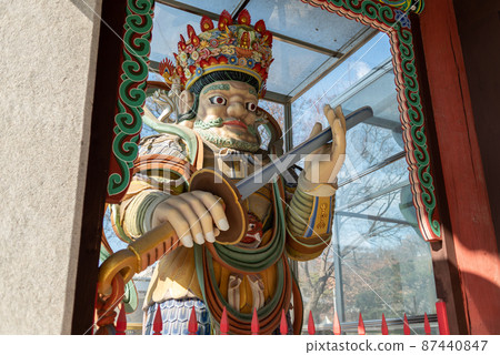 Buddhist sculptures at Bongeunsa Buddhist Temple in Gangnam in Seoul South Korea 87440847
