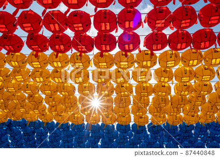 Colorful lanterns at Bongeunsa Buddhist Temple in Gangnam in Seoul South Korea Colorful lanterns at Bongeunsa Buddhist Temple in Gangnam in Seoul South Korea 87440848