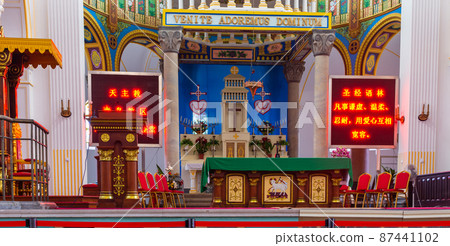 St. Michael Cathedral Catholic church built by German missionaries in Qingdao 87441102