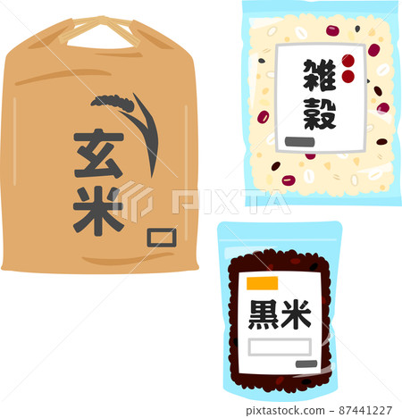 Brown rice in a bag, millet, black rice Brown rice in a bag, millet, black rice 87441227