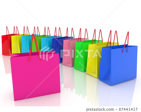 Shopping bags in different colors on white 87441417