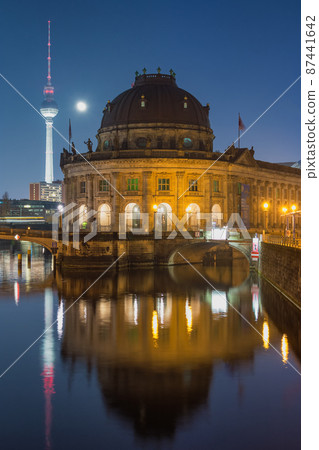 Bode Museum with Berliner Fernsehturm TV tower in the background in Berlin Bode Museum with Berliner Fernsehturm TV tower in the background in Berlin 87441642