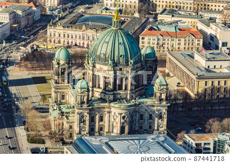 Berlin cityscape, view from the TV tower Berliner Fernsehturm 87441718