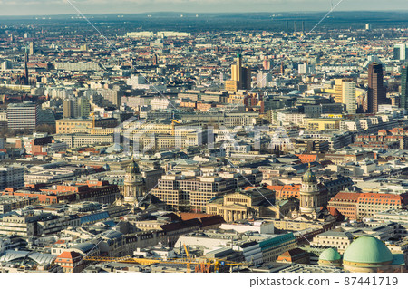 Berlin cityscape, view from the TV tower Berliner Fernsehturm Berlin cityscape, view from the TV tower Berliner Fernsehturm 87441719