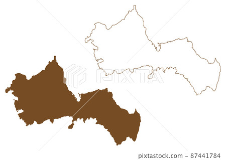 Favignana island (Aegadian Islands, Italian Republic, Italy) map vector illustration, scribble sketch Isola del Favignana map 87441784