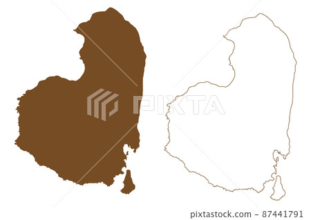 Eigg island (United Kingdom of Great Britain and Northern Ireland, Scotland, Inner Hebrides) map vector illustration, scribble sketch Isle of Eige map 87441791