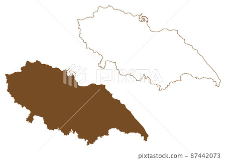 Ile d Yeu or L Ile-d Yeu island (French Republic, France) map vector illustration, scribble sketch map 87442073