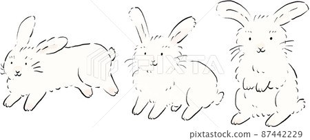 Hand-painted cute rabbit set - Stock Illustration [87442229] - PIXTA