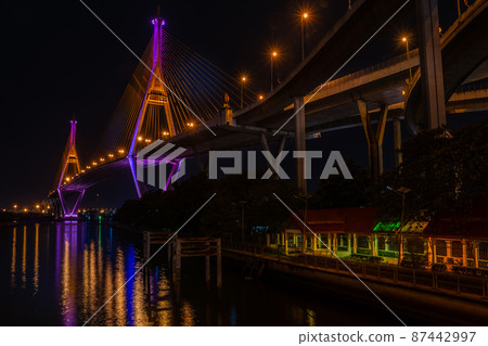 Night Scene Bhumibol Bridge, Bangkok, Thailand Night Scene Bhumibol Bridge, Bangkok, Thailand 87442997