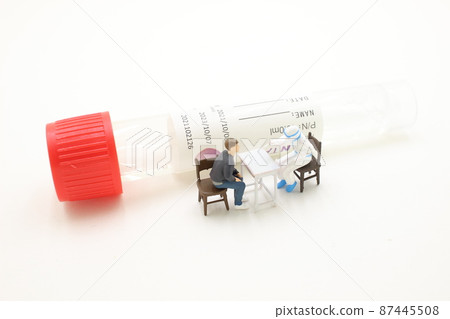 a mini of figure having throat examination by pediatrician 87445508