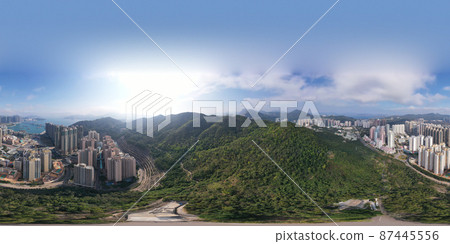 Aerial view of Hong Kong City, Tseung Kwan O 27 Feb 2022 87445556