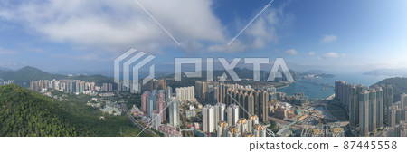Aerial view of Hong Kong City, Tseung Kwan O 27 Feb 2022 87445558