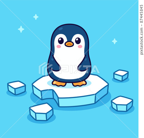 Cute sad penguin on ice 87445845