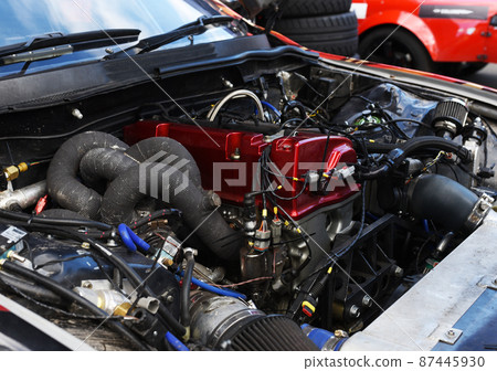 Sports car engine with turbine. 87445930