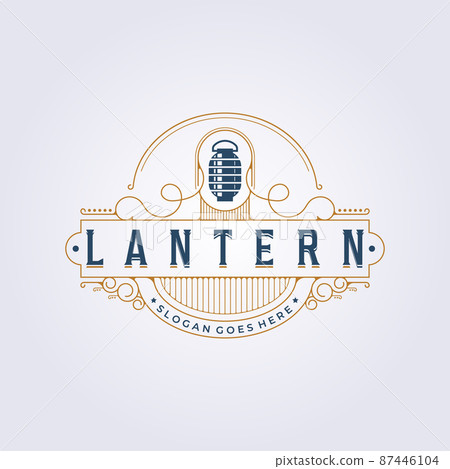 japanese chinese lantern logo vintage line art logo vector illustration design 87446104