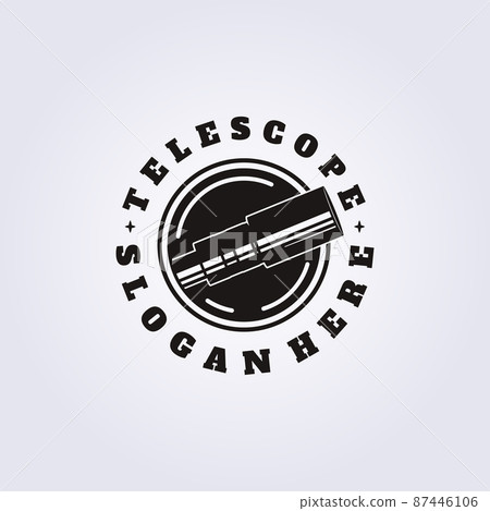 silhouette Telescope logo in circle badge, vector illustration design 87446106