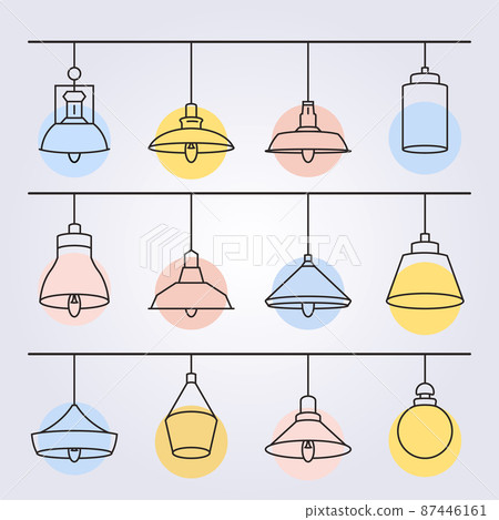 set and bundle of hanging modern lamp light...-插圖素材 [87446161] - PIXTA圖庫