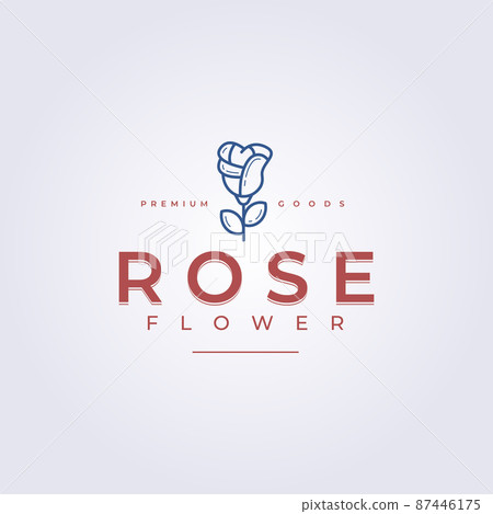 rose flower cozy beautiful logo, vintage line rose logo vector illustration design 87446175