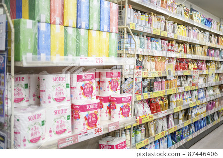 Image of drugstore storefront and product shelves 87446406