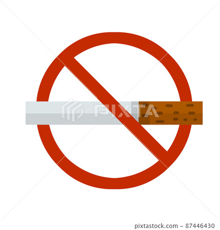 No Smoking sign. Crossed out cigarette in red circle. Rule and warning 87446430