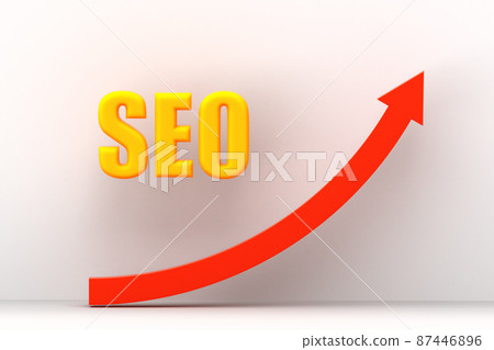 3D illustration showing a graph that the effect increases with SEO measures 87446896