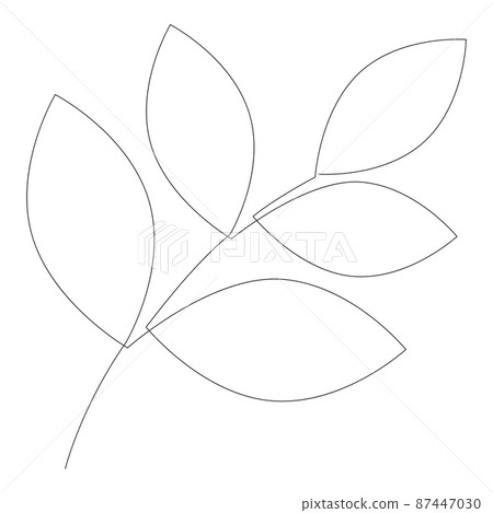 Leaves one line drawing. Continuous line of simple branch illustration. Abstract contemporary botanical design template. Minimalist style covers, t-shirt print, postcard or banner. Vector Leaves one line drawing. Continuous line of simple branch illustration. Abstract contemporary botanical design template. Minimalist style covers, t-shirt print, postcard or banner. Vector 87447030